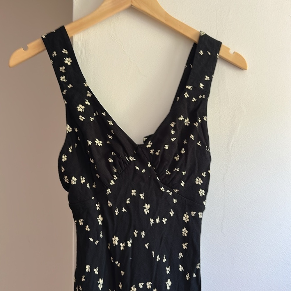 Reformation CalVine floral maxi dress in breezy Black with cream flowers XS EUC - Picture 3 of 7